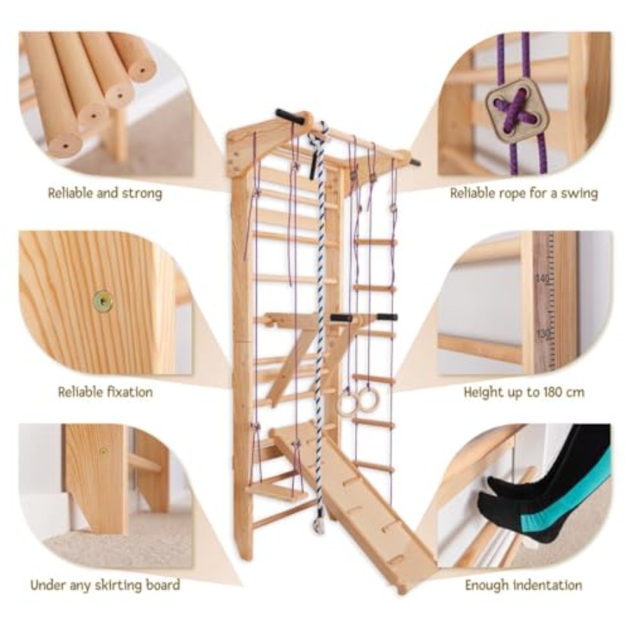 Swedish Ladder Wall Bars for h - đánh giá và giá Gymnastic Ring Wood