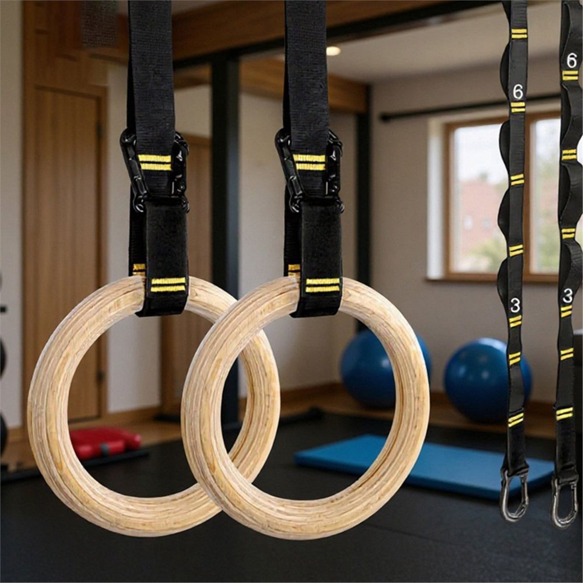 Summer sale  2Pcs Wooden Porta - đánh giá và giá Gymnastic Ring Wood